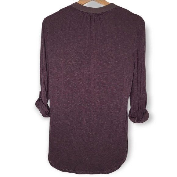 Anthropologie Dolan Pintucked Bryn Henley Pop Over Raisin Colored Top US Size XS - Picture 3 of 6